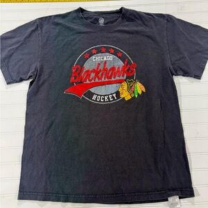 NHL Chicago Blackhawks Black Tee with Red and Gray Accents